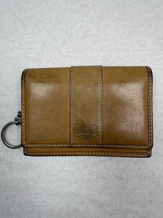 Coach Handbags - Vintage Coach Tan Leather Keyring Wallet Foldover Preppy Quiet Luxury Heritage